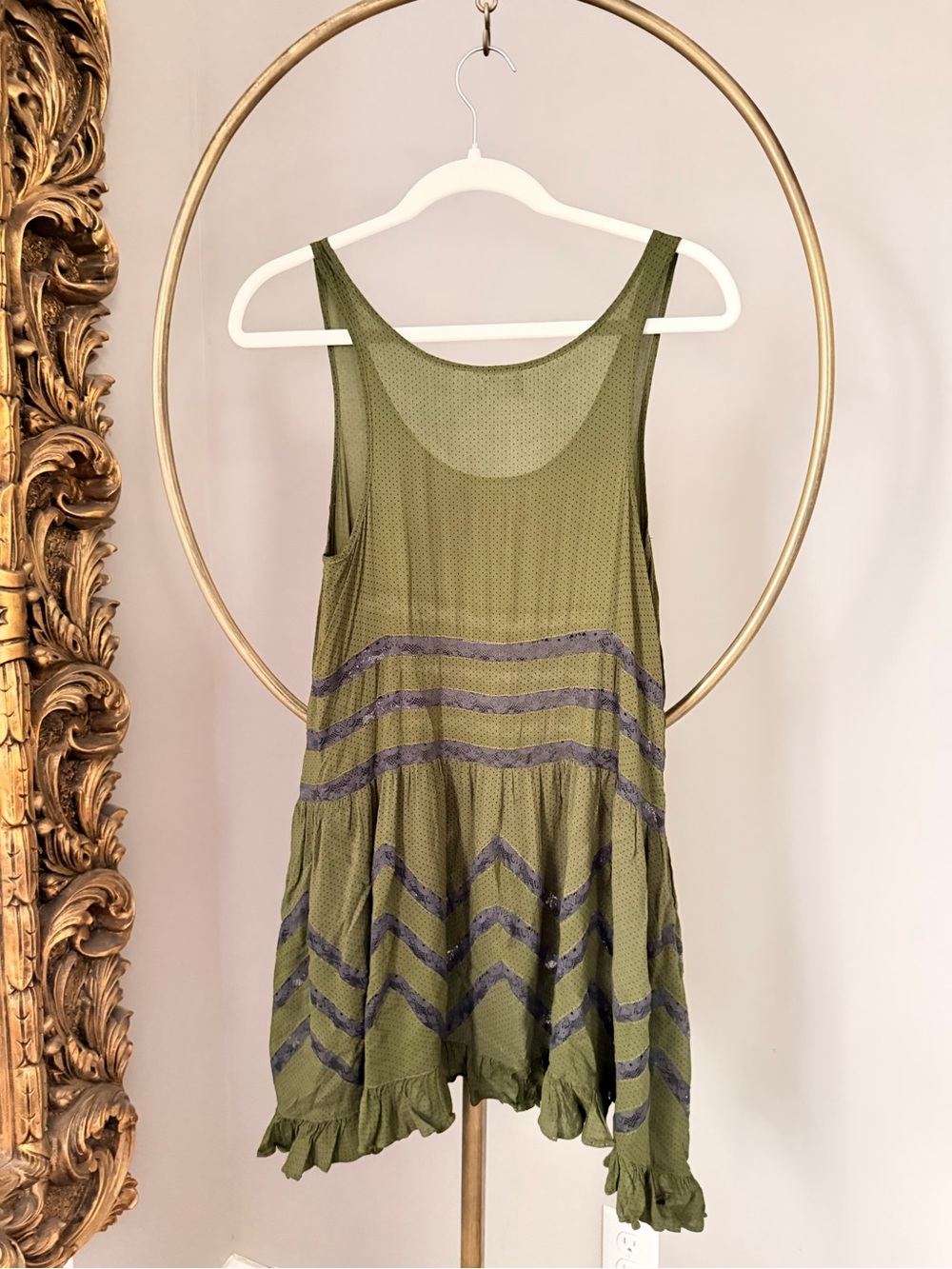 Free People | Tops | Free People Voile Slip Dress Olive Green